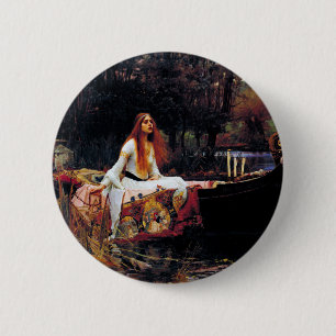 Lady of Shallot op de boot Waterhouse Art Button
