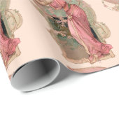 LADY OF THE MOON with FLOWERS IN PINK Cadeaupapier (Rol Hoek)