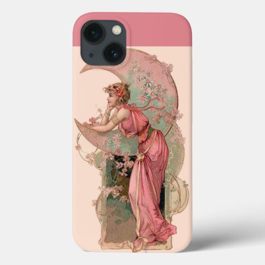 LADY OF THE MOON with FLOWERS IN PINK Case-Mate iPhone Case (Achterkant)