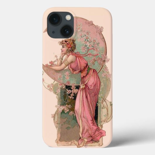 LADY OF THE MOON with FLOWERS IN PINK Case-Mate iPhone Case (Achterkant)