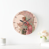 LADY OF THE MOON with FLOWERS IN PINK Grote Klok (Huis)