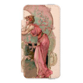 LADY OF THE MOON with FLOWERS IN PINK MONOGRAM Incipio iPhone Portemonnee Hoesje (Voorkant Agenda)