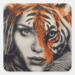 Lady of the Tiger - Frank Stockton Vierkante Sticker