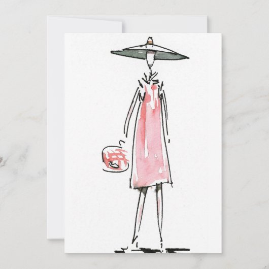 Lady off to Lunch Invitation Kaart (Voorkant)