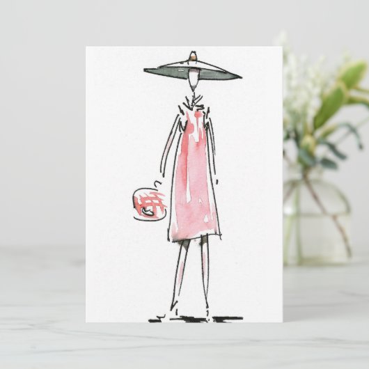 Lady off to Lunch Invitation Kaart (Staand voorkant)