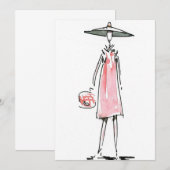 Lady off to Lunch Invitation Kaart (Voorkant / Achterkant)