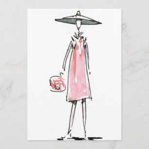 Lady off to Lunch Invitation Kaart