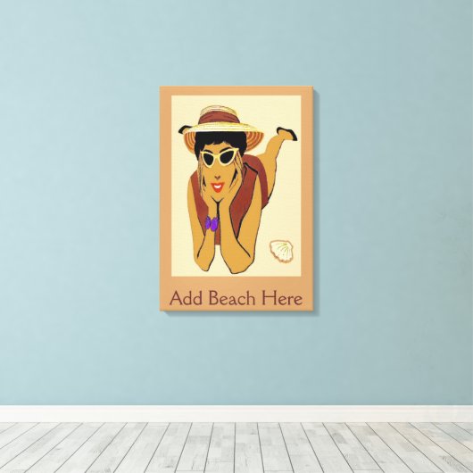 Lady On Beach, voeg tekst toe Canvas Afdruk (Insitu (Houten vloer))