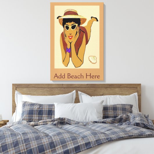 Lady On Beach, voeg tekst toe Canvas Afdruk (Insitu (Slaapkamer))