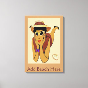 Lady On Beach, voeg tekst toe Canvas Afdruk