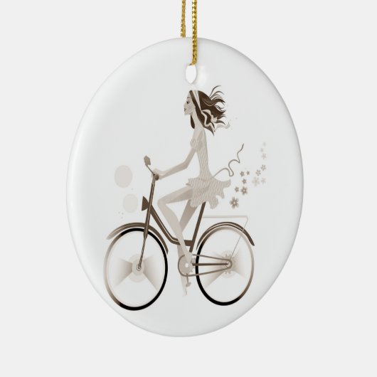 * LADY OP EEN BIKE* CHRISTMAS ORNAMENT (Rechts)