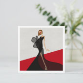 Lady op rode loper Mode Illustratie Kaart (Staand voorkant)