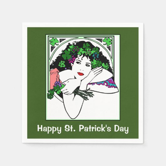 Lady op St. Patricks Day Napkins Servetten (Voorkant)