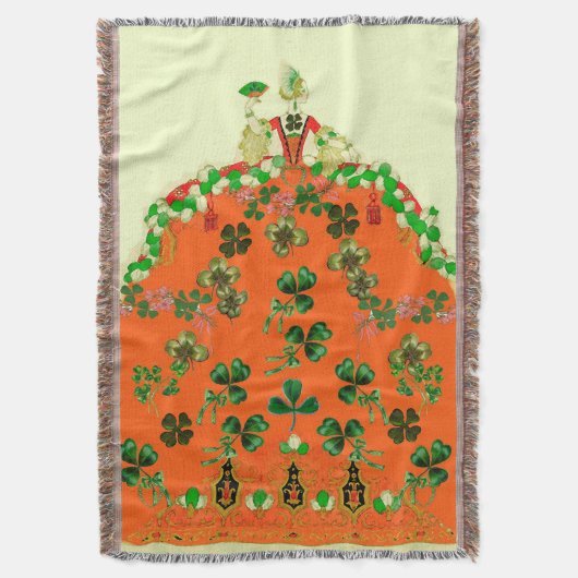 LADY ORANGE EN KLAVEREN St. Patricks Day Feest Deken (Voorkant Verticaal)