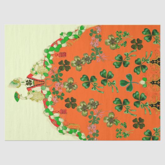 LADY ORANGE EN KLAVEREN St. Patricks Day-feest Tissuepapier (Voorkant)