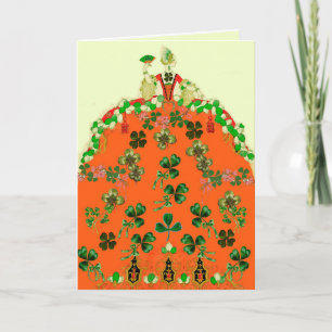 LADY ORANGE EN KLAVERTJE VIER St. Patricks Dag Mod Feestdagen Kaart