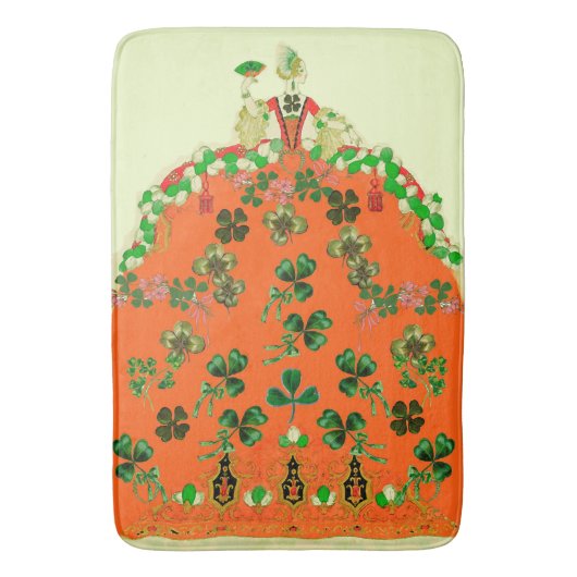 LADY ORANGE EN SHAMROCKS St. Patrick's Dag Feestje Badmat (Voorkant Verticaal)