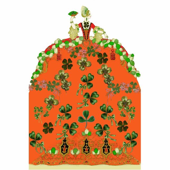 LADY ORANGE EN SHAMROCKS St. Patricks Day-feest Staand Fotobeeldje (Voorkant)