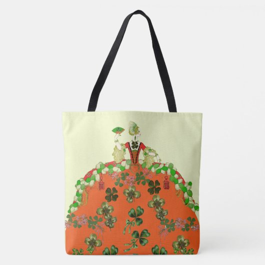 LADY ORANGE EN SHAMROCKS St. Patricks Day-feest Tote Bag (Voorkant)