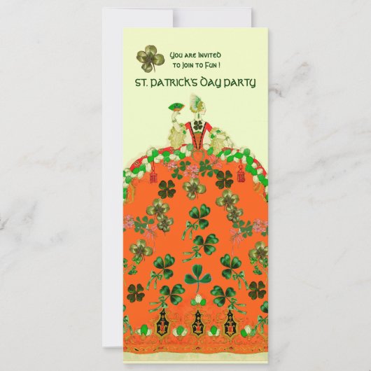 LADY ORANGE MET KLAVEREN ST. PATRICK'S DAY FEESTJE KAART (Voorkant)