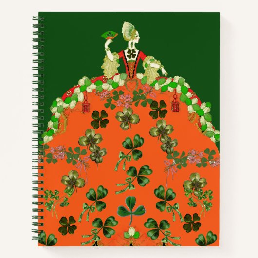 LADY ORANGE,SHAMROCKS St. Patricks Day Groene Notitieboek (Voorkant)