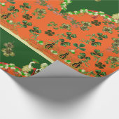 LADY ORANJE EN SHAMROCKS St. Patricks Day Green Cadeaupapier (Hoek)