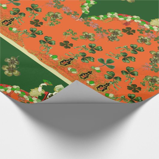 LADY ORANJE EN SHAMROCKS St. Patricks Day Green Cadeaupapier (Hoek)