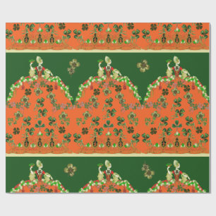 LADY ORANJE EN SHAMROCKS St. Patricks Day Green Cadeaupapier