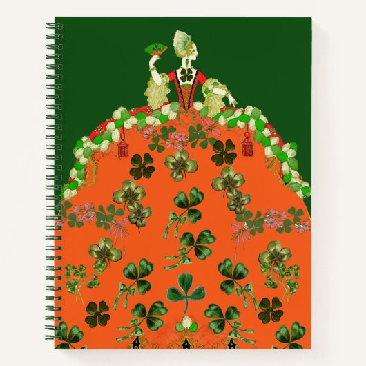 LADY ORANJE EN SHAMROCKS St. Patricks Day Green Notitieboek (Voorkant)