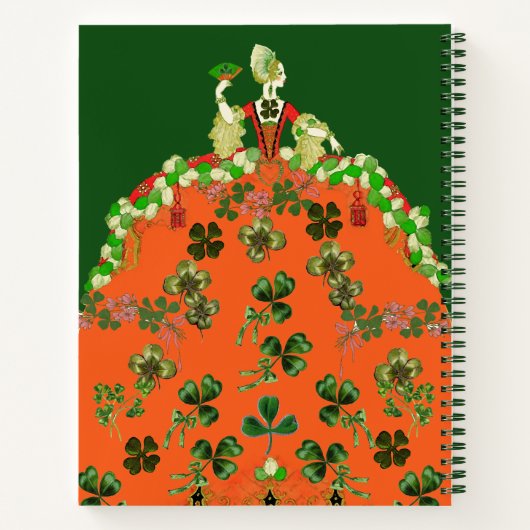 LADY ORANJE EN SHAMROCKS St. Patricks Day Green Notitieboek (Achterkant)