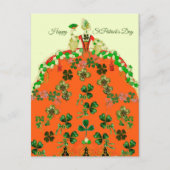 LADY ORANJE EN SHAMROCKS St. Patricks Day Mode Briefkaart (Voorkant)