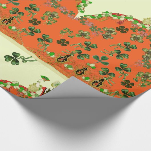 LADY ORANJE EN SHAMROCKS St. Patricks Day Mode Cadeaupapier (Hoek)