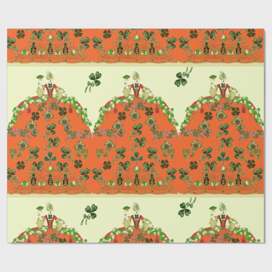 LADY ORANJE EN SHAMROCKS St. Patricks Day Mode Cadeaupapier (Vlak)