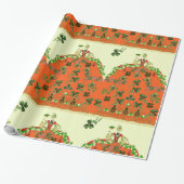 LADY ORANJE EN SHAMROCKS St. Patricks Day Mode Cadeaupapier (Uitgerold)