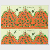 LADY ORANJE EN SHAMROCKS St. Patricks Day Mode Cadeaupapier (Vlak)