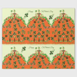 LADY ORANJE EN SHAMROCKS St. Patricks Day Mode Cadeaupapier