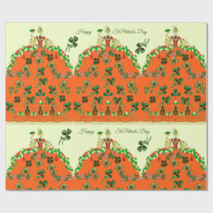 LADY ORANJE EN SHAMROCKS St. Patricks Day Mode Cadeaupapier