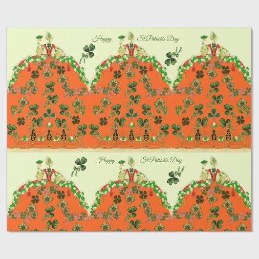 LADY ORANJE EN SHAMROCKS St. Patricks Day Mode Cadeaupapier (Vlak)