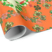 LADY ORANJE EN SHAMROCKS St. Patricks Day Mode Cadeaupapier (Rol Hoek)