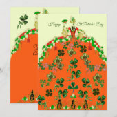 LADY ORANJE EN SHAMROCKS St. Patricks Day Mode Feestdagenkaart (Voorkant / Achterkant)