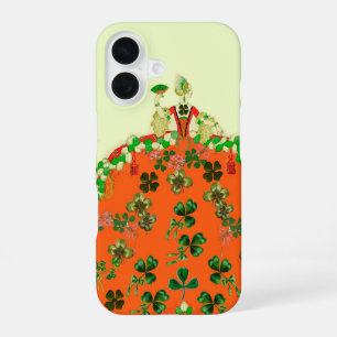 LADY ORANJE EN SHAMROCKS St. Patricks Day Mode iPhone 16 Hoesje