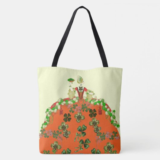 LADY ORANJE EN SHAMROCKS St. Patricks Day Party Tote Bag (Achterkant)