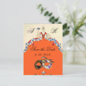 LADY ORANJE MASQUERADE PARTY SAVE THE DATE AANKONDIGINGSKAART (Staand voorkant)