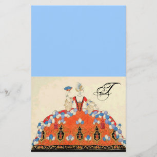 LADY ORANJE MODE COSTUME DESIGNER MONOGRAM Blue Briefpapier