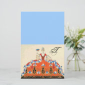 LADY ORANJE MODE COSTUME DESIGNER MONOGRAM Blue Briefpapier (Staand voorkant)