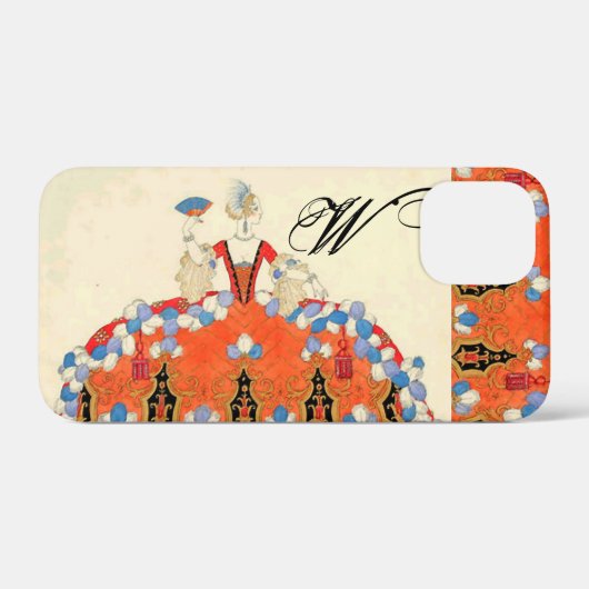 LADY ORANJE MODE COSTUME DESIGNER MONOGRAM Case-Mate iPhone CASE (Achterkant (horizontaal))