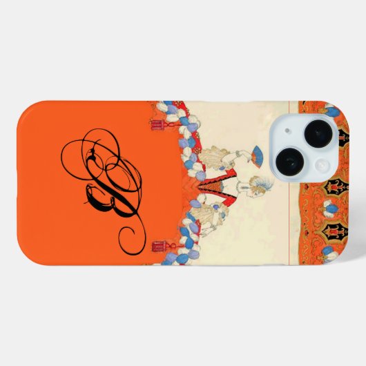 LADY ORANJE MODE COSTUME DESIGNER MONOGRAM Case-Mate iPhone CASE (Achterkant (horizontaal))