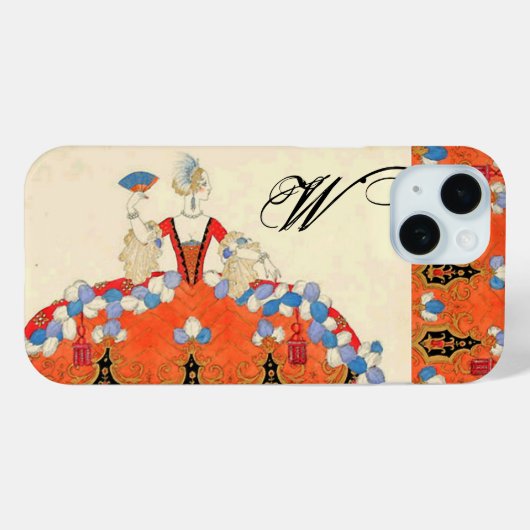 LADY ORANJE MODE COSTUME DESIGNER MONOGRAM Case-Mate iPhone CASE (Achterkant (horizontaal))