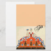 LADY ORANJE MODE COSTUME ONTWERP MONOGRAM Peach Briefpapier (Voorkant / Achterkant)