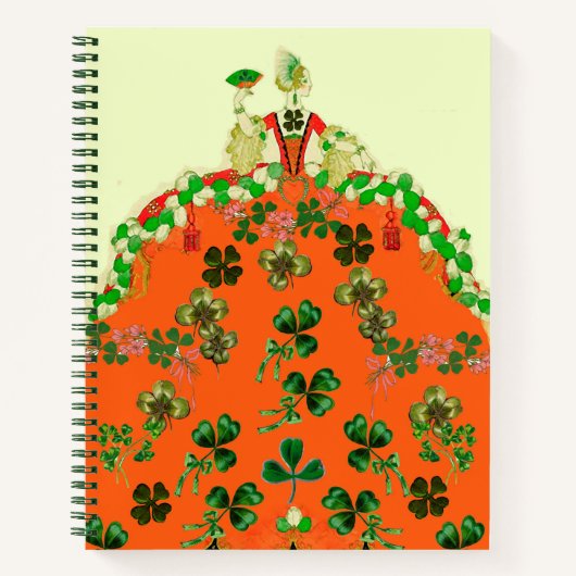 LADY ORANJE, SHAMROCKS ART DECO St. Patricks Day Notitieboek (Voorkant)